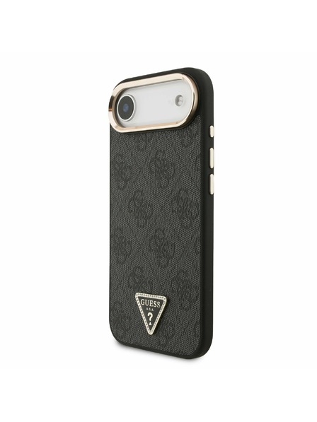 Guess Guess PU Leder 4G Strass Triangle Logo Gold Frame MagSafe Rückseitenschutz für iPhone Air Schwarz