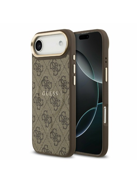 Guess Guess PU Leder 4G Gold Frame MagSafe Rückseitenschutz für iPhone Air Braun