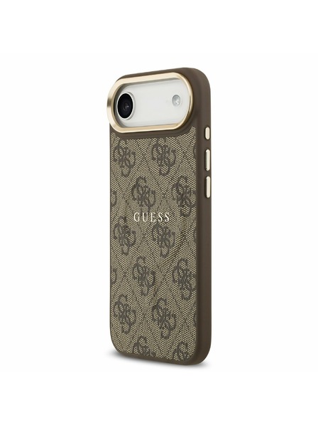 Guess Guess PU Leder 4G Gold Frame MagSafe Rückseitenschutz für iPhone Air Braun