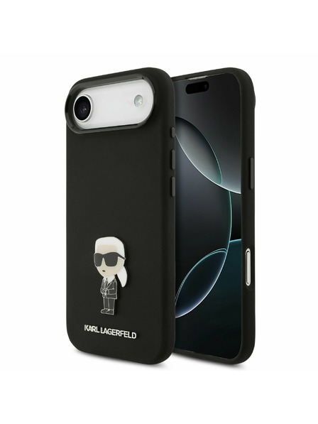 Karl Lagerfeld Karl Lagerfeld Liquid Silicone Metal Ikonik Rückseitenschutz für iPhone Air Schwarz