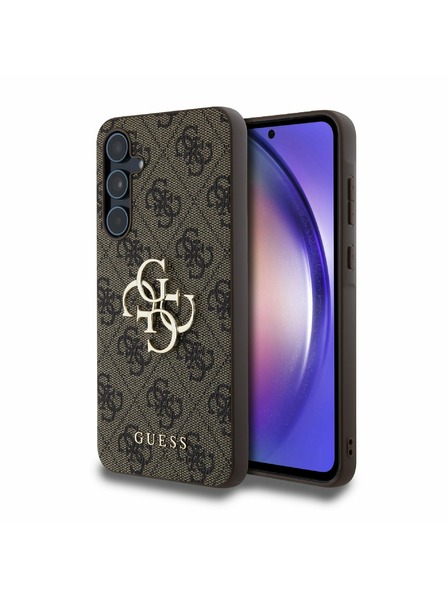 Guess Guess PU 4G Metal Logo Rückseite für Samsung Galaxy A55 5G Braun