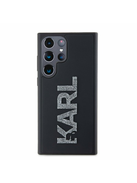 Karl Lagerfeld Karl Lagerfeld 3D Gummi Glitter Logo Rückseitenschutz für Samsung Galaxy S24 Ultra Schwarz