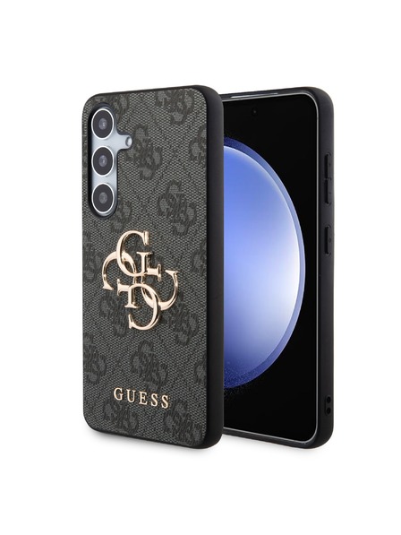 Guess Guess PU 4G Metal Logo Rückseitenschutz für Samsung Galaxy S24+ Grau