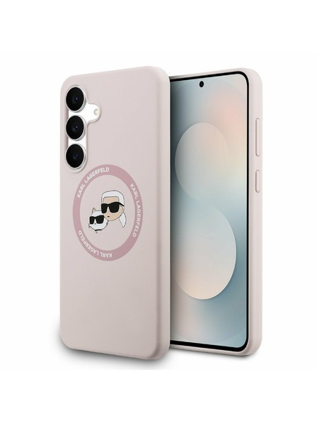 Karl Lagerfeld Karl Lagerfeld Flüssiges Silikon K&CH Heads MagSafe Rückseitenschutz für Samsung Galaxy S25 FE Rosa