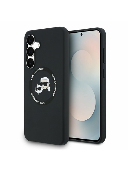 Karl Lagerfeld Karl Lagerfeld Flüssiges Silikon K&CH Heads MagSafe Rückseitenschutz für Samsung Galaxy S25 FE Schwarz