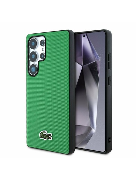 Lacoste Lacoste Iconic Petit Pique Woven Logo MagSafe Rückseitenschutz für Samsung Galaxy S25 Ultra Grün