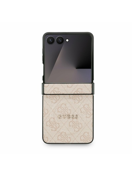 Guess Guess PU Leder 4G Farbiger Ring Magnetisch Rückseitenschutz für Samsung Galaxy Z Flip 7 Rosa