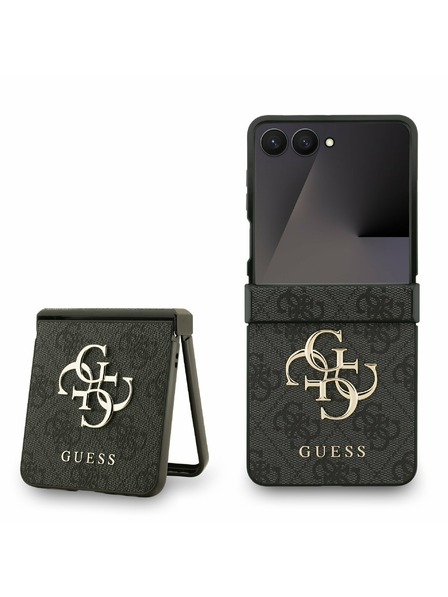 Guess Guess PU 4G Metal Logo Rückseitenschutz für Samsung Galaxy Z Flip 7 Grau
