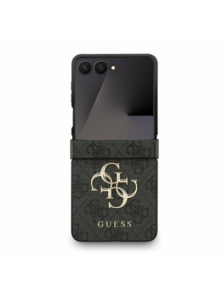 Guess Guess PU 4G Metal Logo Rückseitenschutz für Samsung Galaxy Z Flip 7 Grau