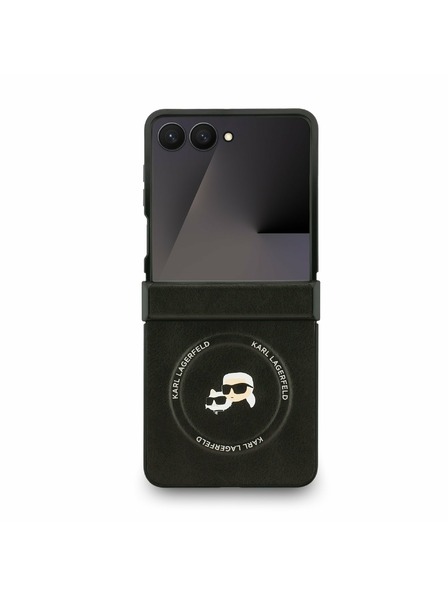 Karl Lagerfeld Karl Lagerfeld PU Karl and Choupette Heads Magnetisch Rückseitenschutz für Samsung Galaxy Z Flip 7 Schwarz