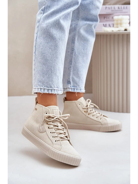 BIG STAR SHOES Damen-Gefütterte Kord-Sneaker Big Star Hi-Poly System – beige