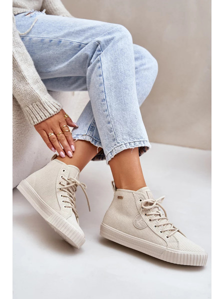 BIG STAR SHOES Damen-Gefütterte Kord-Sneaker Big Star Hi-Poly System – beige