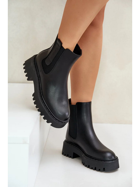 BIG STAR SHOES Damen-Leder-Gefütterte Stiefeletten Big Star Chelsea – schwarz