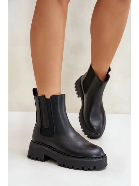 BIG STAR SHOES Damen-Leder-Gefütterte Stiefeletten Big Star Chelsea – schwarz