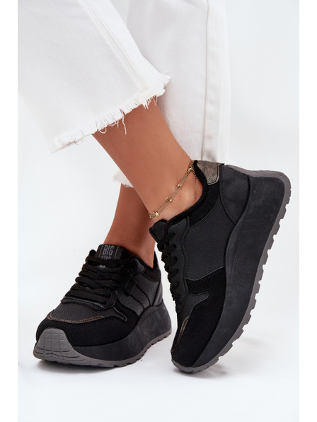 BIG STAR SHOES Damen-Gefütterte Sneaker auf Plattform Big Star HI-POLY SYSTEM – schwarz