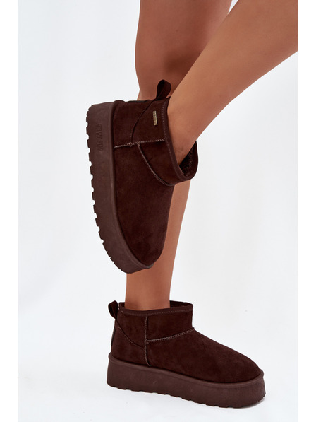 BIG STAR SHOES Damen flache Schneeschuhe auf Plattform Big Star – Schokolade