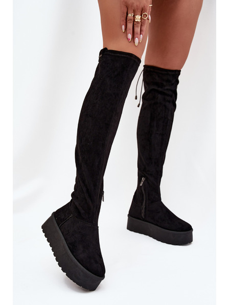 BIG STAR SHOES Damen-Stiefel über dem Knie auf Plattform Big Star – schwarz