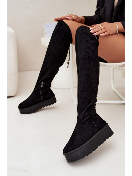 BIG STAR SHOES Damen-Stiefel über dem Knie auf Plattform Big Star – schwarz