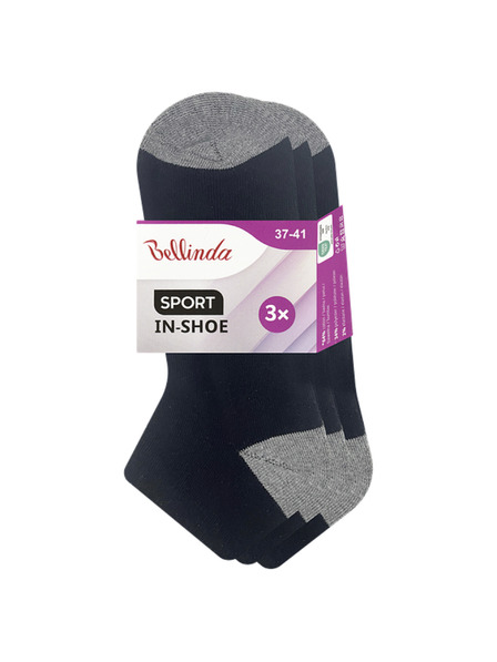 Bellinda SPORT WOMEN IN-SHOE 3x - Damensportknöchelsocken 3er Pack - schwarz