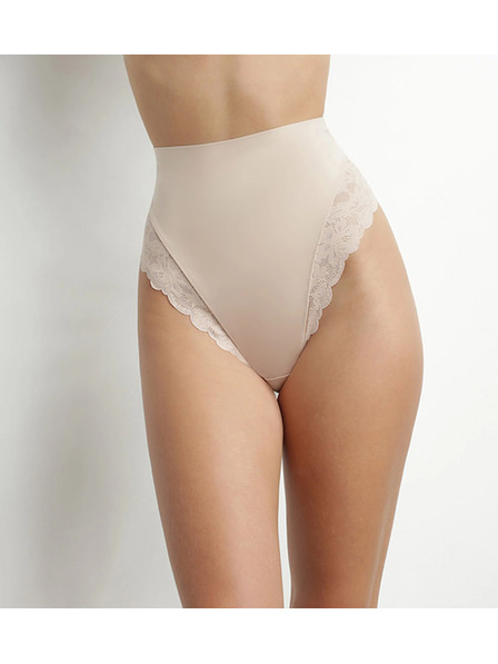 DIM DIM DELICATE THONG - Damen-Spitzentanga mit hohem Bund - hautfarben