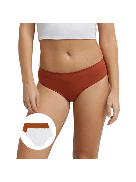 DIM DIM BODY TOUCH MIDI BRIEF 2x - Damenhöschen 2er-Pack - ziegelrot - weiß