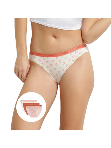 DIM DIM LES POCKETS COTTON SLIP 3x - Damenslips aus Baumwolle 3er-Pack - creme - ziegelrot
