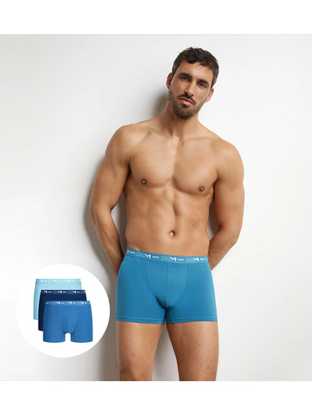 DIM DIM COTTON STRETCH BOXER 3x - Herren Boxershorts 3er-Pack - hellblau - dunkelblau
