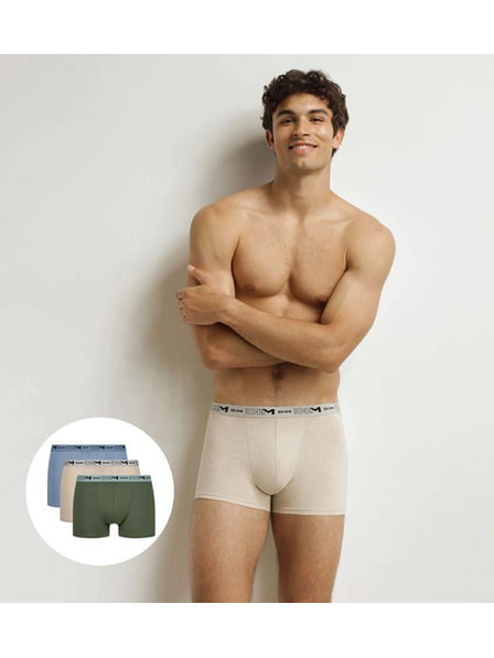 DIM DIM GOTS COTTON STRETCH BOXER 3x - Herren Boxershorts aus Bio-Baumwolle 3er-Pack - grün - hellbraun - hellblau
