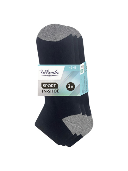 Bellinda SPORT MEN IN-SHOE 3x - Herren Knöchelsocken 3er-Pack - schwarz