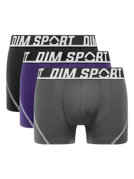 DIM DIM SPORT MICROFIBRE BOXER 3er - Herren Sport-Boxershorts 3er-Pack - grau - blau - schwarz