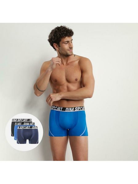 DIM DIM SPORT MICROFIBRE BOXER 3er - Herren Sport-Boxershorts 3er-Pack - schwarz - blau