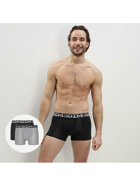 DIM DIM COTTON 3D FLEX AIR BOXER 2er - Herrenboxershorts 2er-Pack - grau - schwarz