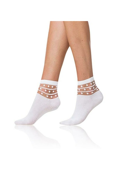 Bellinda Weiße Damensocken mit dekorativen Details Bellinda TRENDY COTTON SOCKS
