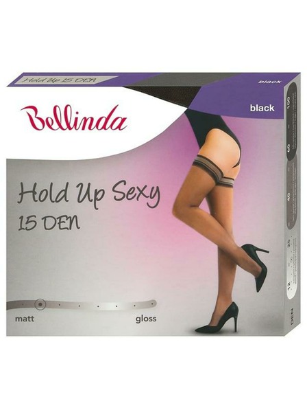 Bellinda Schwarze Damen Halterlose Strümpfe BELLINDA Hold Up Sexy 15 DEN