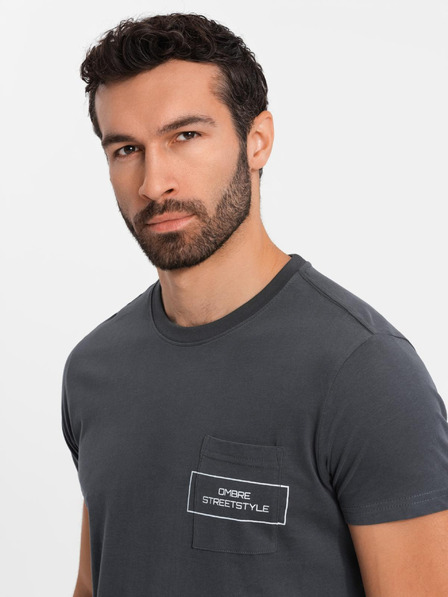 Ombre Clothing Herren T-Shirt aus Baumwolle mit Ombre-Taschenaufdruck Ombre Streetstyle Ombre Kleidung