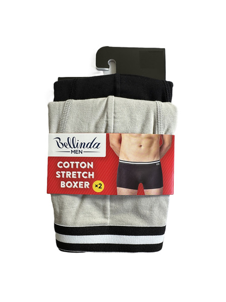 Bellinda Doppelpack Baumwoll-Boxershorts - 2x Schwarz - Grau
