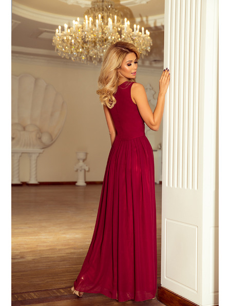 numoco MAXI Chiffon Kleid - Burgunderfarbe
