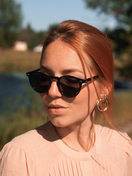VEYREY Schwarze ovale polarisierte Sonnenbrille Veyrey Narino