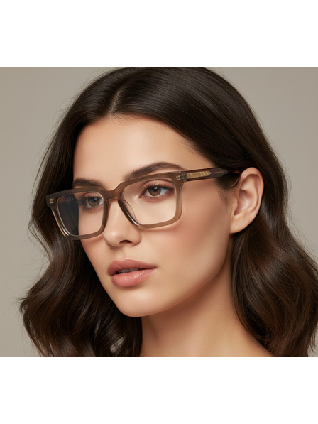 VEYREY VeyRey eckige Sonnenbrille Shabow brauner Rahmen klare Gläser
