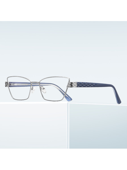 VEYREY VeyRey Damen Cat-Eye Damen Blaulicht-Brille Gallit silberner Rahmen klare Gläser