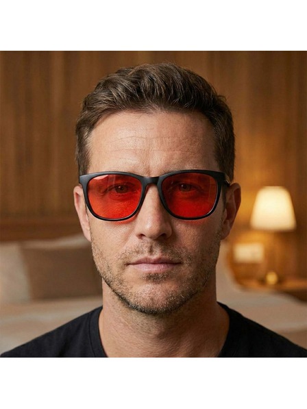VEYREY VeyRey eckige Sonnenbrille Quinite schwarzer Rahmen rote Gläser
