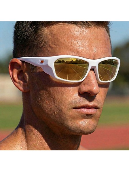 VEYREY VeyRey Sport-Polarisationssonnenbrillen Borned weiße Fassung goldene Gläser