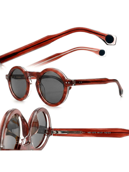 VEYREY VeyRey Katzenauge Acetat-Sonnenbrille polarisiert Trozu braune Fassung schwarze Gläser