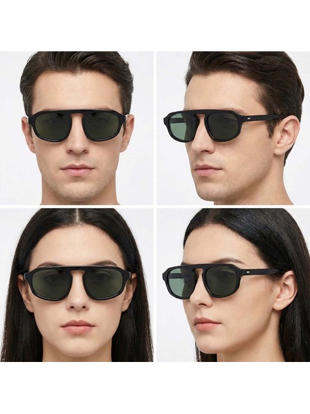 VEYREY VeyRey Pilot-Acetat-Sonnenbrille polarisiert Strugic schwarze Fassung grüne Gläser