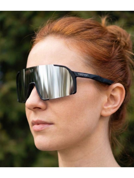 VEYREY VeyRey Sport-Sonnenbrille Burub schwarze Fassung silberne Gläser