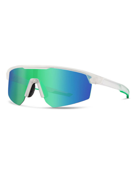VEYREY VeyRey Sport-Sonnenbrille polarisiert Monoal weiße Fassung grüne Gläser