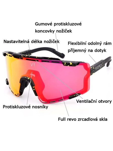 VEYREY VeyRey Sport-Sonnenbrille Semihoof weiße Fassung rote Gläser