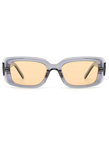 VEYREY VeyRey eckige Acetat-Sonnenbrille polarisiert Xep transparente Fassung gelbe Gläser