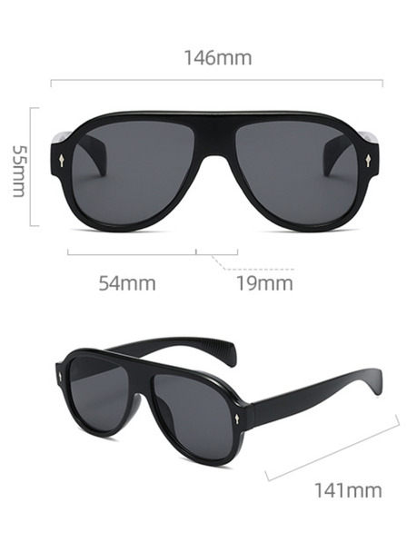 VEYREY VeyRey Pilotensonnenbrille Monoeet schwarzer Rahmen schwarze Gläser