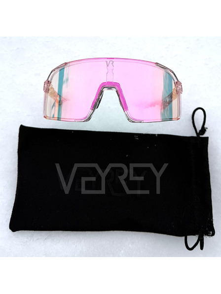 VEYREY VeyRey Kinder-Sportsonnenbrille photochrom Wegub transparenter Rahmen rosa Gläser